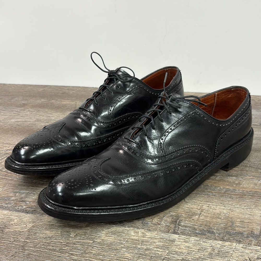 Stetson Black Leather Wingtip Shoes Size 13